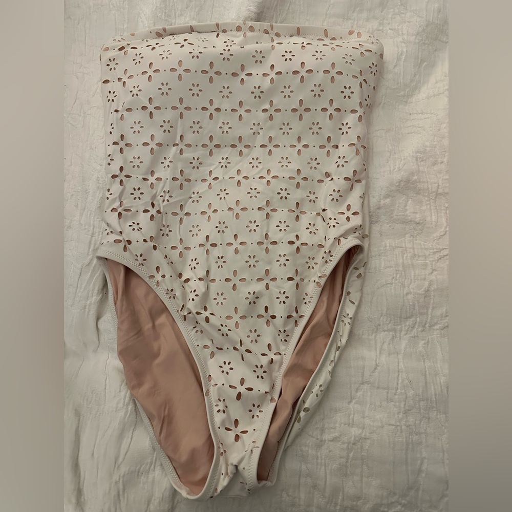 J. Crew White Eyelet One-Piece Swimsuit Size 8